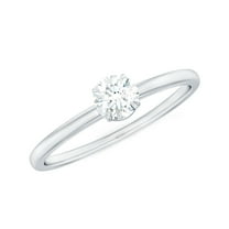 925 Sterling Silver 0.5 Carat Round Moissanite Stackable Women Wedding Engagement Promise Ring