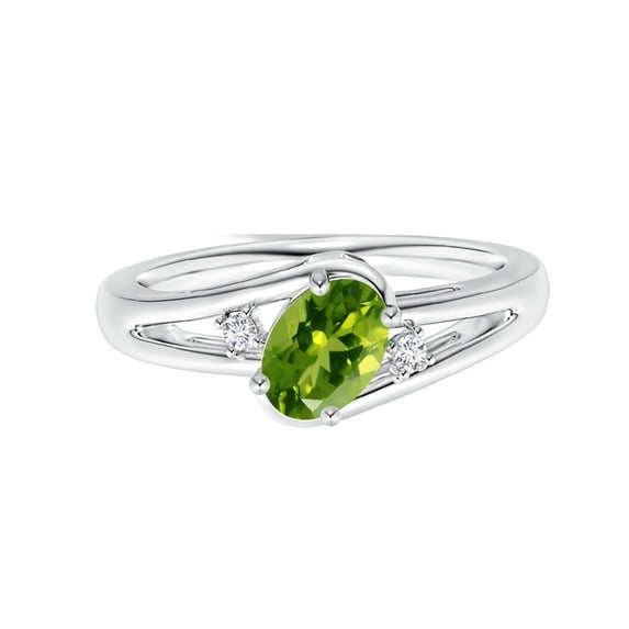 925 Sterling Silver 0.50 Ctw Oval Peridot Gemstone Women Stacking Wedding Ring