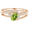 thumbnail image 1 of 925 Sterling Silver 0.55 Ctw Oval Peridot Stackable Rose Plated Dual Band Ring, 1 of 4