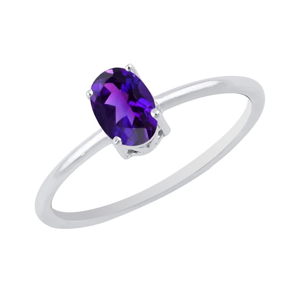 925 Sterling Silver 0.70 Ct Natural Amethyst Gemstone Solitaire Ring