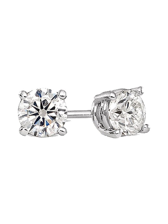 925 Sterling Silver 1.0 tcw Basket Setting 5MM Clear Round CZ Cubic Zirconia Nickel Free Stud Earrings