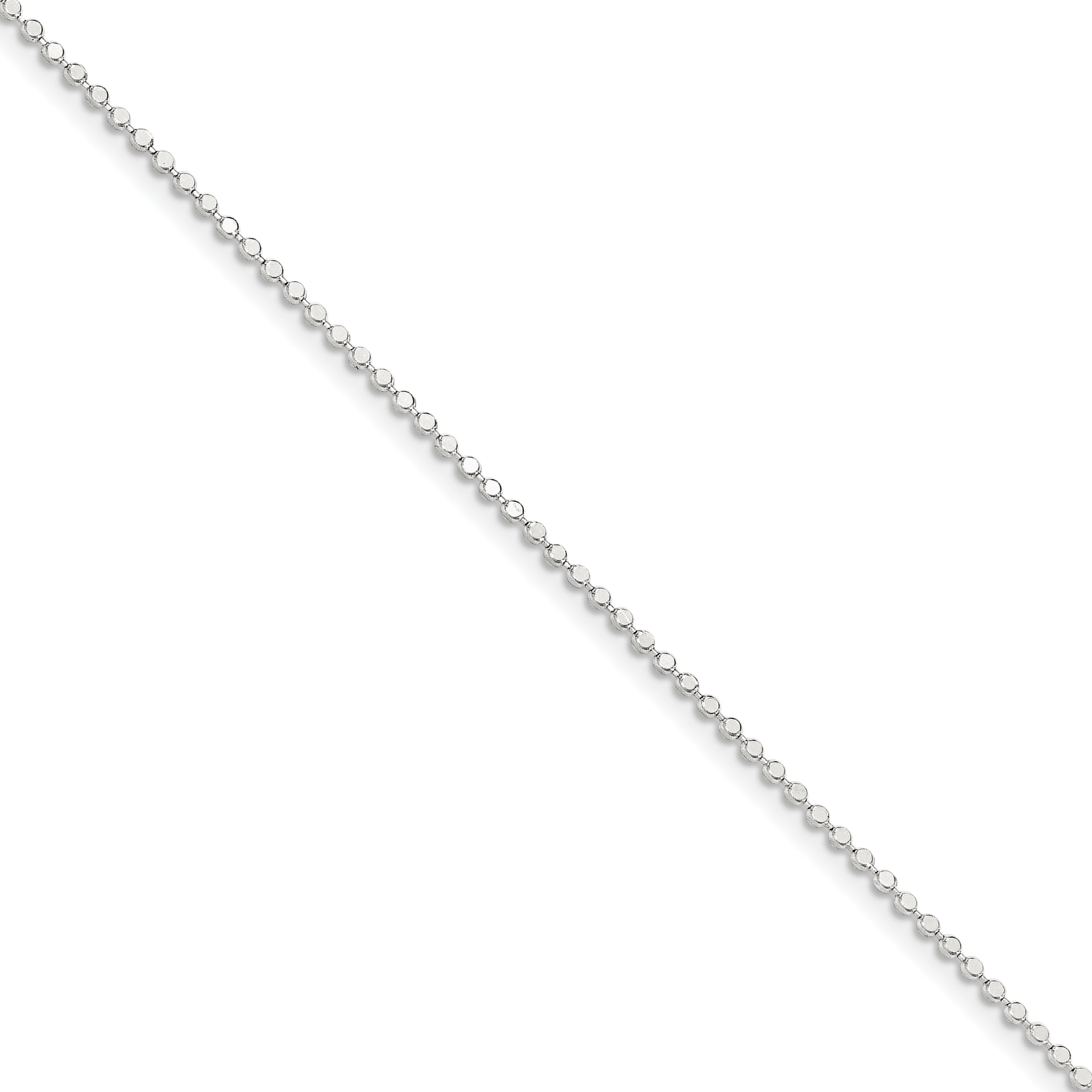 925 Sterling Silver 1.15mm Square Beaded Chain Anklet