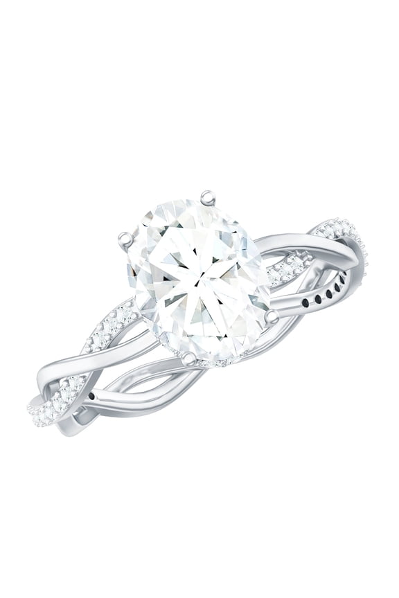 925 Sterling Silver 1.2 Carat Oval Moissanite Solitaire With Accents Women Wedding Engagement Promise Ring_9.5