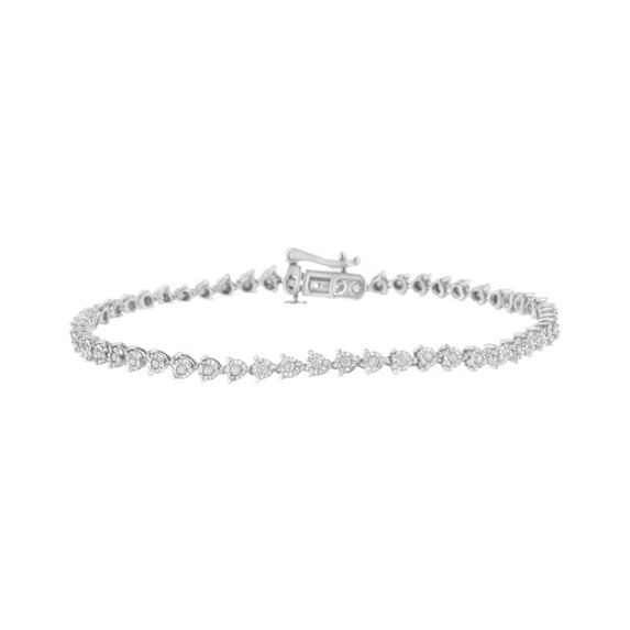 .925 Sterling Silver 1/2 cttw 3 Prong Set Diamond Martini Style Tennis Bracelet (I-J, I3-Promo)