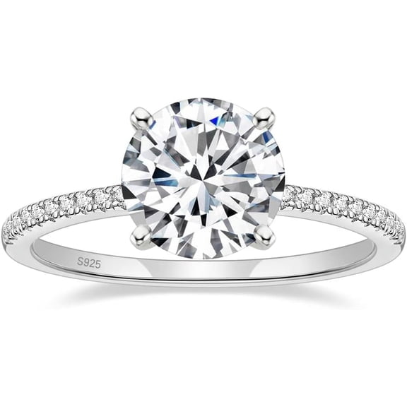 925 Sterling Silver 1.25 CT Round Solitaire Cubic Zirconia Engagement Ring Halo Promise Ring Size 3-13