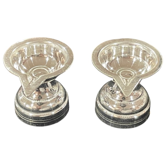 925 Sterling Silver 1.25 Inch One Batti Hallmarked Diya (Kundulu / Vilakku) Pair