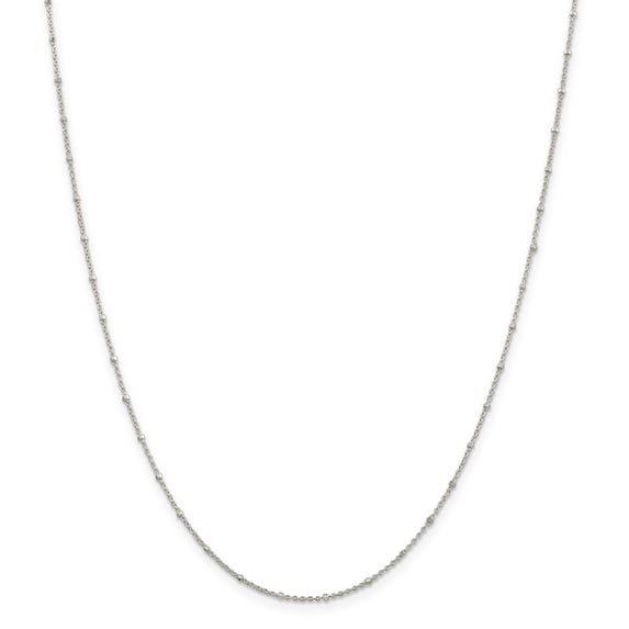 925 Sterling Silver 1.25mm Rolo with Beads Chain Anklet