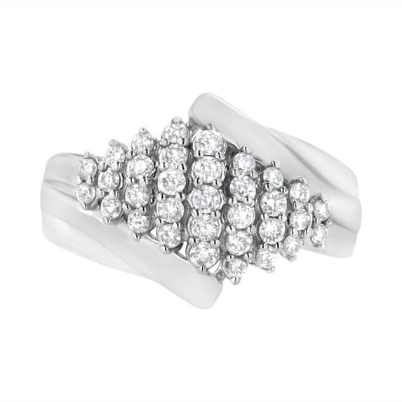 .925 Sterling Silver 1/2ct TDW Lab-Grown Diamond Cluster Ring (F-G ,VS2-SI1) - Size 7