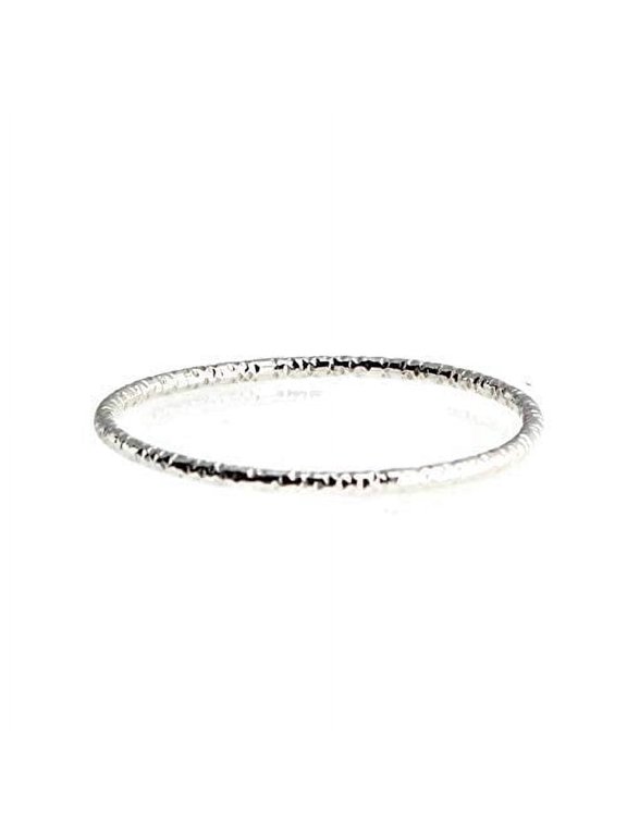 925 Sterling Silver 1.2mm Stacked Midi Thin Rings for Women Ring Band Stacking Ring (8 US, 925 Sterling Silver/ Diamond Cut)