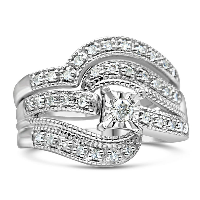 925 silver ring on sale with 3 diamonds