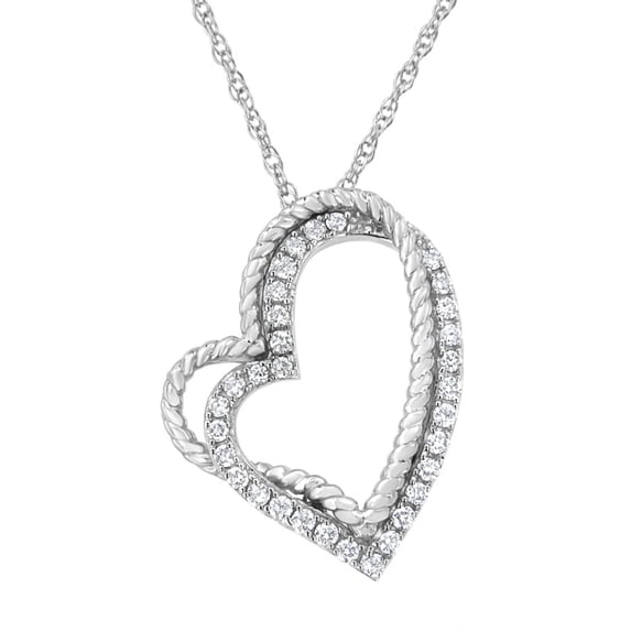 .925 Sterling Silver 1/3ct TDW Lab-Grown Diamond Heart Pendant Necklace (F-G , VS2-SI1)