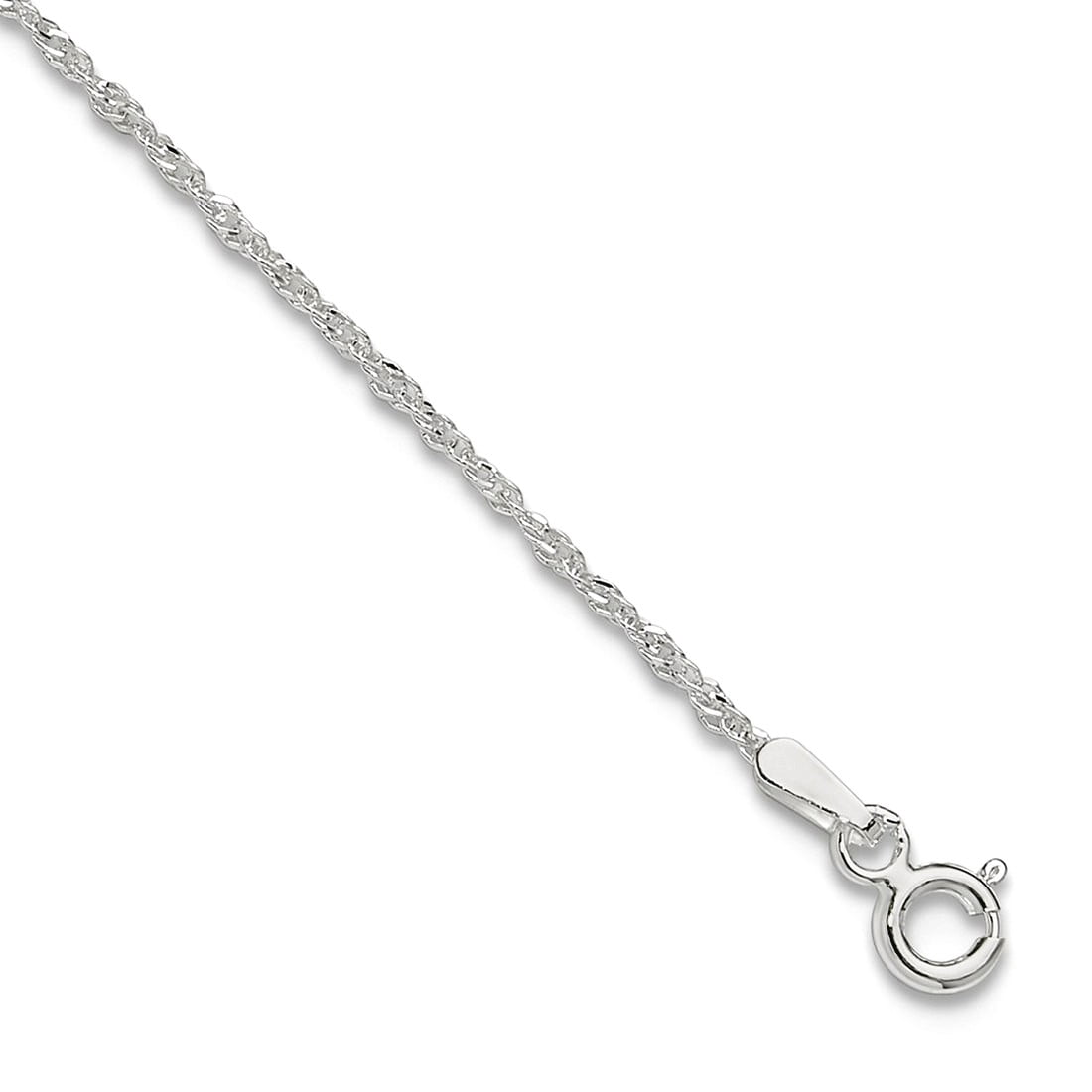 925 Sterling Silver 1.3mm Singapore Plus 1in Extension Chain Anklet 10 Inch Anklet for Women and Men