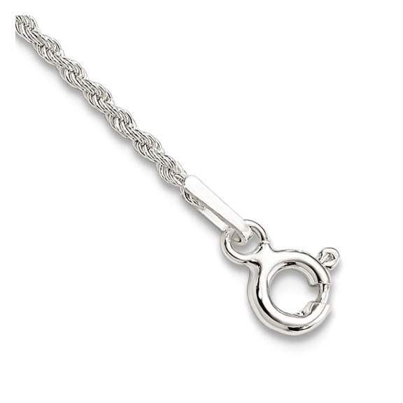 925 Sterling Silver 1.3mm Solid Rope Chain Ankle Bracelet 10 Inch Anklet for Women and Men