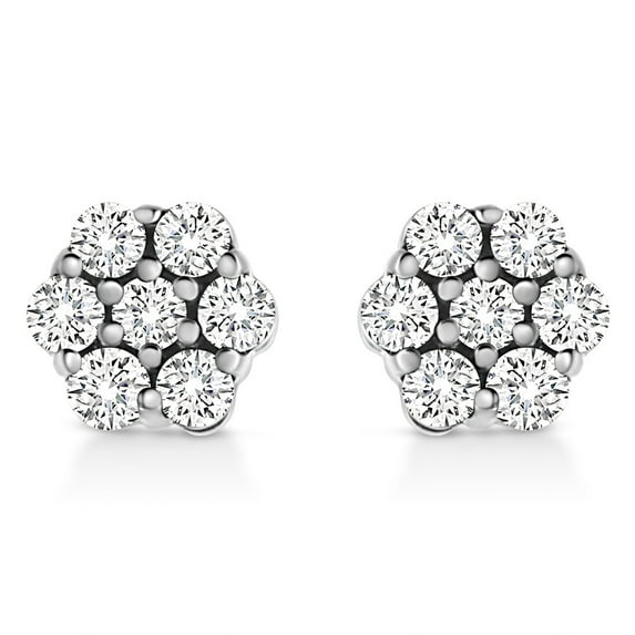 .925 Sterling Silver 1/4 Cttw Lab Grown Brilliant Round Cut Diamond Floral Cluster Stud Earrings (G-H Color, VS2-SI1 Clarity)