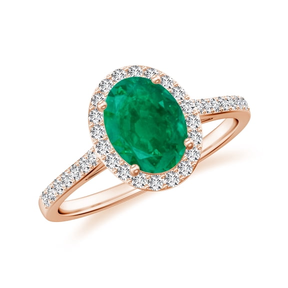 925 Sterling Silver 1.50 CT Emerald Halo Ring, Moissanite Engagement Ring in Rose Gold Plated| Oval May Birthstone Wedding Ring, Birthday, Anniversary, Wedding Jewelry, Ring Size 5