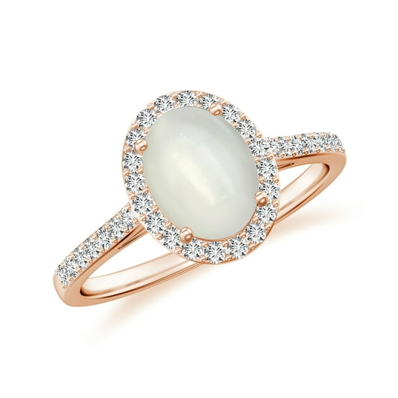925 Sterling Silver 1.50 CT Moonstone Halo Ring, Moissanite Engagement Ring in Rose Gold Plated| Oval June Birthstone Wedding Ring, Birthday, Anniversary, Wedding Jewelry, Ring Size 9