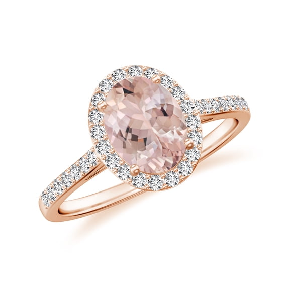 925 Sterling Silver 1.50 CT Morganite Halo Ring, Moissanite Engagement Ring in Rose Gold Plated| Oval Birthstone Wedding Ring, Birthday, Anniversary, Wedding Jewelry, Ring Size 7