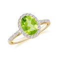 thumbnail image 1 of 925 Sterling Silver 1.50 CT Peridot Halo Ring, Moissanite Engagement Ring in Yellow Gold Plated| Oval August Birthstone Wedding Ring, Birthday, Anniversary, Wedding Jewelry, Ring Size 5, 1 of 4