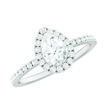 925 Sterling Silver 1.50 Ctw Pear Cut 7x5mm Moissanite Solitaire Engagement Ring for Women