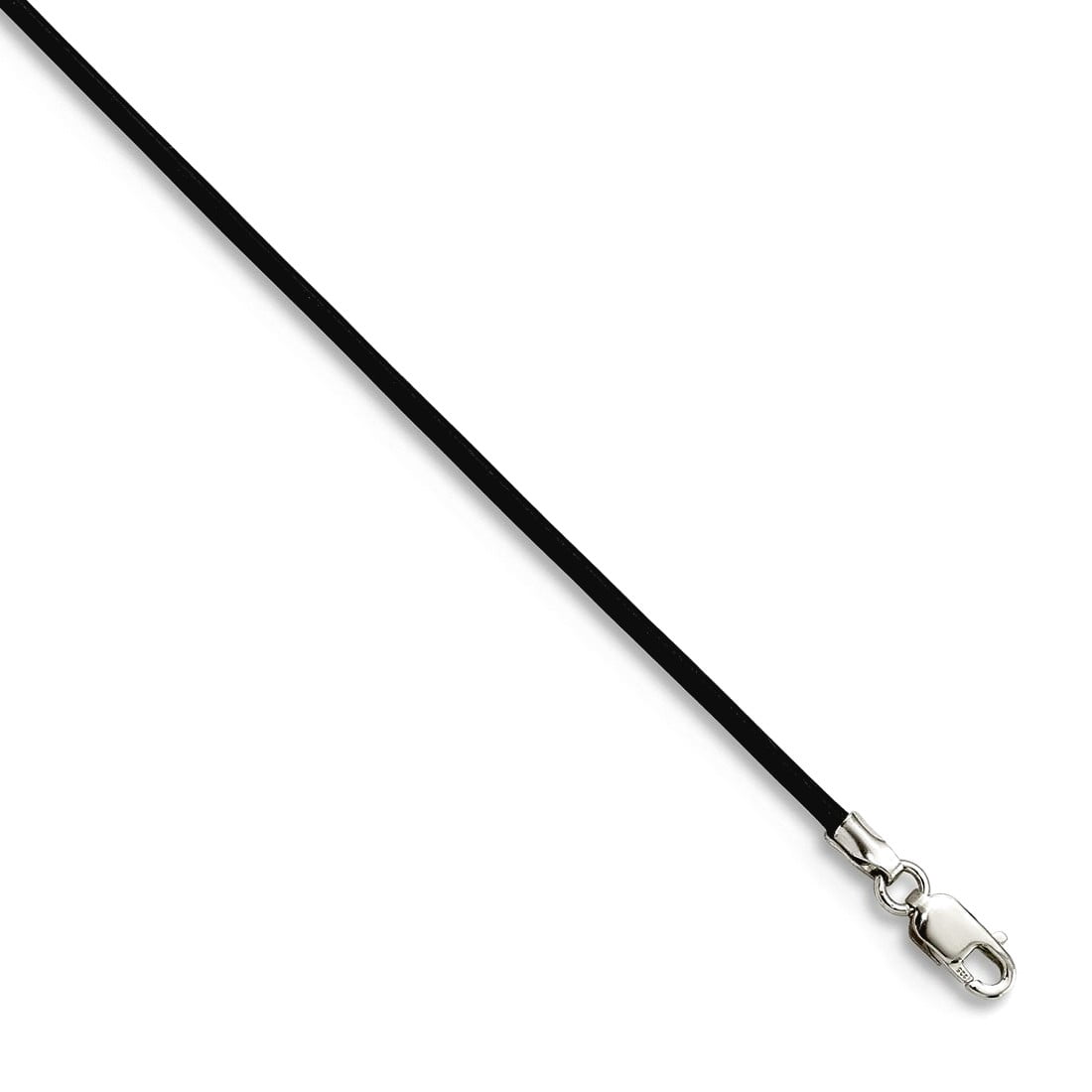 925 Sterling Silver 1.5mm Black Leather Cord Necklace 20 Inch Pendant Necklace for Women