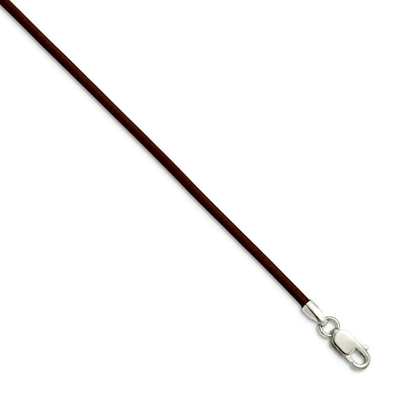 925 Sterling Silver 1.5mm Brown Leather Cord Necklace 16 Inch Lobster Claw Pendant Necklace for Women