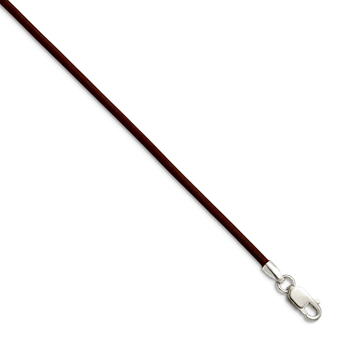 925 Sterling Silver 1.5mm Brown Leather Cord Necklace 18 Inch Lobster Claw Pendant Necklace for Women