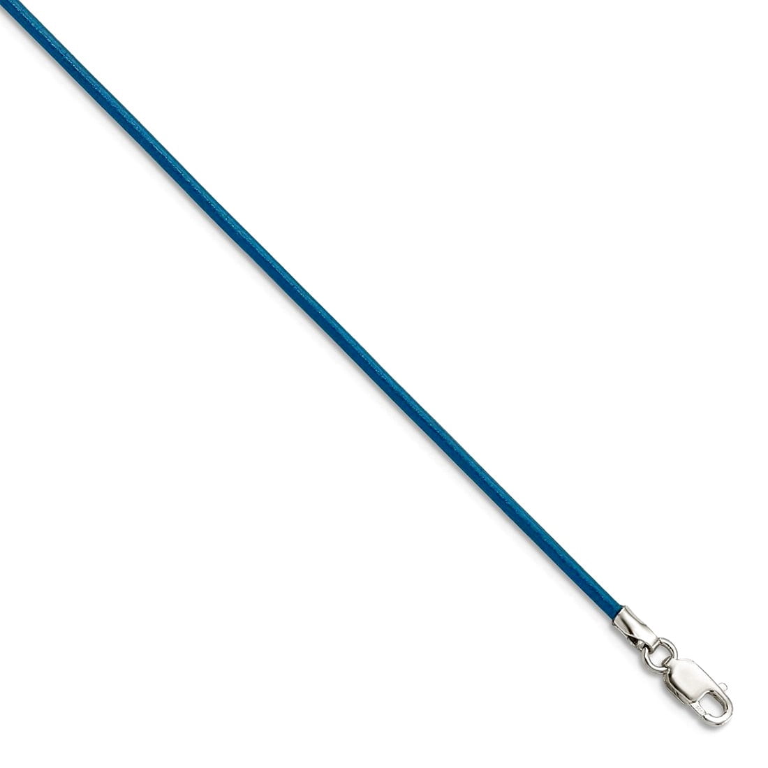 925 Sterling Silver 1.5mm Cornflower Leather Cord Necklace 16 Inch Lobster Claw Pendant Necklace for Women