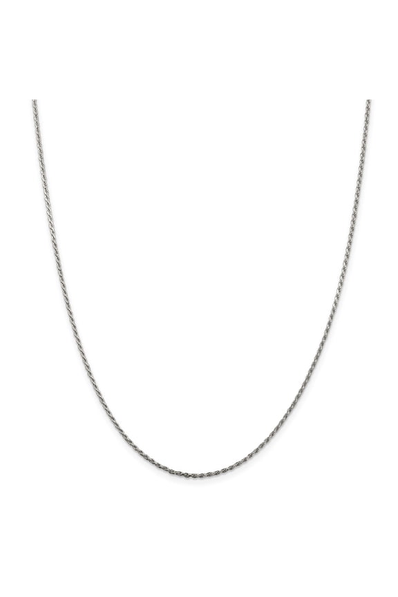 925 Sterling Silver 1.5mm Diamond-cut Rope Chain; 14 inch; Lobster Clasp; for Adults and Teens; for Women and Men
