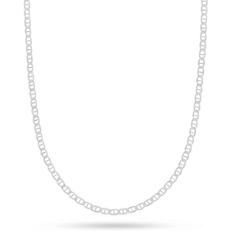 925 Sterling Silver 1.5mm Flat Marina Chain Necklace, 16” to 30”, with  Lobster Clasp, for Women, Girls, Unisex 
