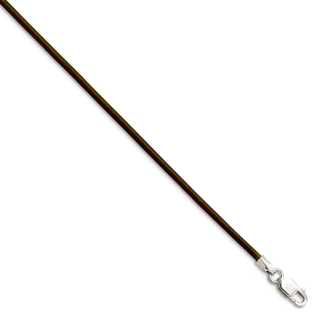 925 Sterling Silver 1.5mm Olive Leather Cord Necklace 18 Inch Lobster Claw Pendant Necklace for Women