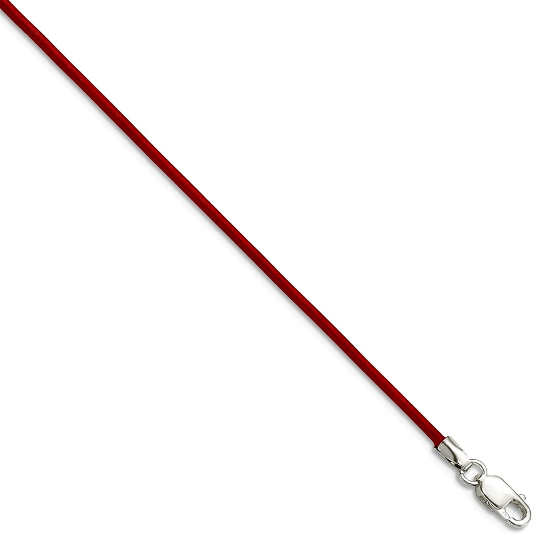 925 Sterling Silver 1.5mm Poppy Leather Cord Necklace 16 Inch Lobster Claw Pendant Necklace for Women