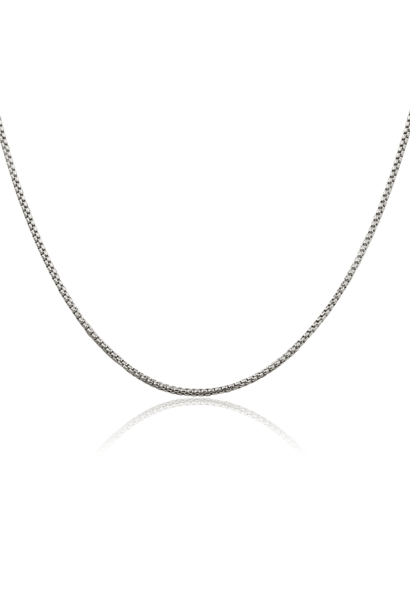 925 Sterling Silver 1.5mm Round Box Link Chain Necklace