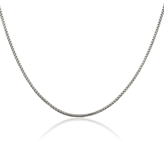 925 Sterling Silver 1.5mm Round Box Link Chain Necklace