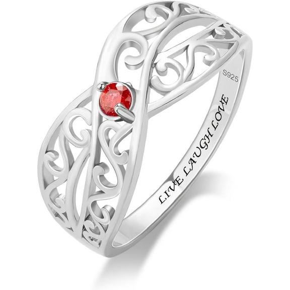 925 Sterling Silver 1-6 Birthstones Mothers Rings Personalized Birthstones Ring for Women Custom Family Ring for Mom Rings for Mothers Day Christmas