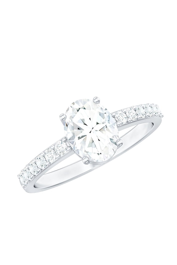 925 Sterling Silver 1.6 Carat Oval Moissanite Solitaire With Accents Women Wedding Engagement Promise Ring