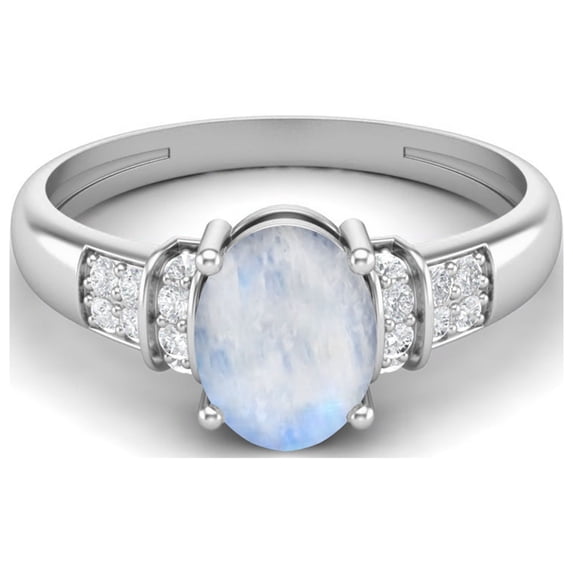 925 Sterling Silver 1.66 Ct Oval Cut Moonstone Engagement Women Valentines Day Gifts Ring