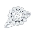 thumbnail image 1 of 925 Sterling Silver 1.79 Ctw Round 6.00mm Moissanite Cluster Engagement Wedding Ring for Women, 1 of 5