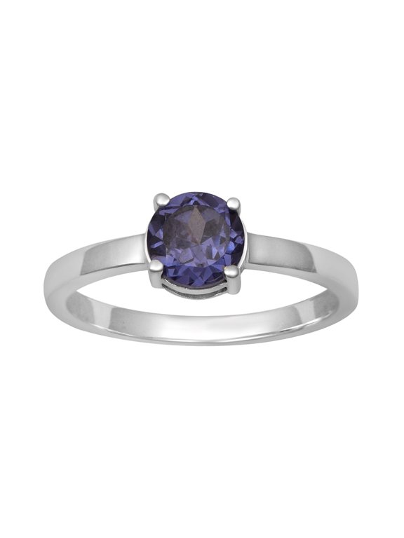 925 Sterling Silver 1.80 Ctw Round 6mm Simulated Tanzanite Tiny Stackable Mother's Day Gift Ring