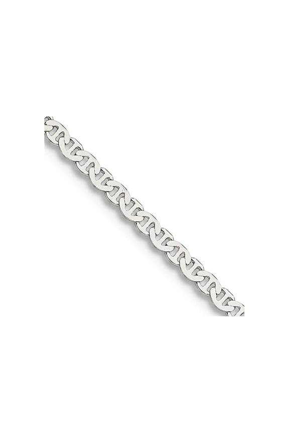 925 Sterling Silver 1.85mm Flat Nautical Ship Mariner Anchor Chain Necklace 16 Inch Chain Necklace for Women and Men