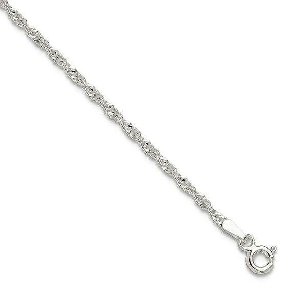925 Sterling Silver 1.8mm Singapore Plus 1in Extension Chain Anklet 10 Inch Anklet for Women and Men