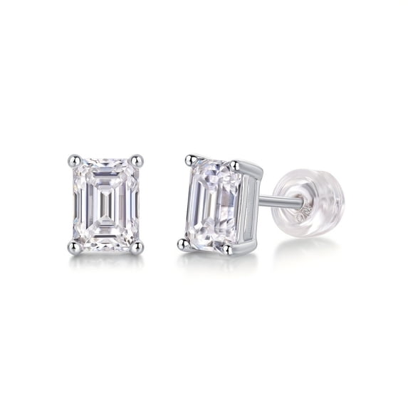925 Sterling Silver 1 Carat*2 Stud Moissanite Earrings for Women, Exquisite Design Shiny Moissanite Inlaid, Fashion Luxury for Valentine's Day Engagement Birthday Gifts
