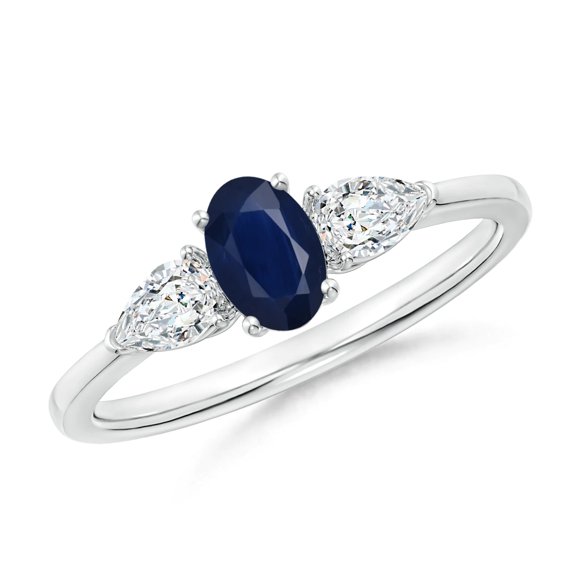 925 Sterling Silver 1 Ctw Blue Sapphire Gemstone Three Stone Women Engagement Ring