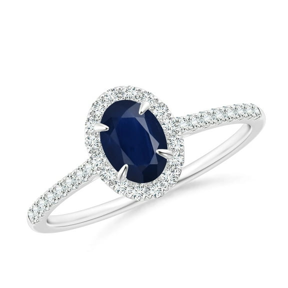 925 Sterling Silver 1 Ctw Oval Blue Sapphire Gemstone Solitaire Accents Women Ring