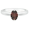 thumbnail image 1 of 925 Sterling Silver 1 Ctw Oval Garnet Gemstone 6-Prong Solitaire Women Love Ring, 1 of 4