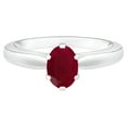 thumbnail image 1 of 925 Sterling Silver 1 Ctw Oval Ruby Natural Gemstone 6-Prong Solitaire Women Love Ring, 1 of 4