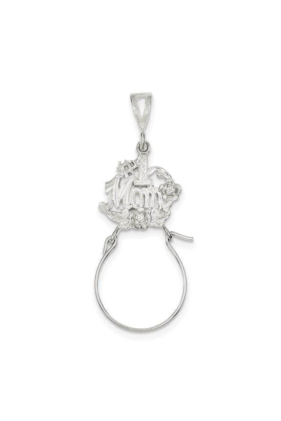 925 Sterling Silver #1 Mom Charm Pendant Holder