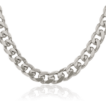 925 Sterling Silver 10.5mm Side Curb Link Chain Necklace