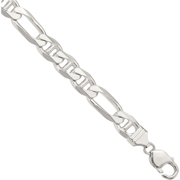 925 Sterling Silver 10.65mm Figaro Link Anchor Mariner Chain Bracelet