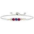 thumbnail image 1 of 925 Sterling Silver and 10K Yellow Gold Blue Created Sapphire Red Created Ruby and Lab Grown Diamond Tennis Bracelet for Women (2.62 Cttw, Gemstone September Birthstone, Fully Adjustable up to 9 inch), 1 of 4