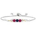 thumbnail image 1 of 925 Sterling Silver and 10K Yellow Gold Blue Sapphire Red Ruby and White Lab Grown Diamond Tennis Bracelet for Women (1.72 Cttw, Gemstone September Birthstone, Fully Adjustable up to 9 inch), 1 of 4